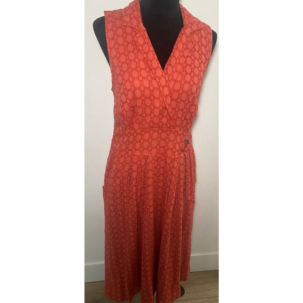 Anthropolgie Dark Orange Cottagecore Boho Eyelet Sundress S-10